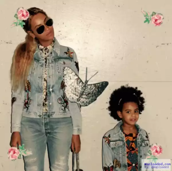 Beyonce and daughter Blue Ivy in matching Denim outfits
